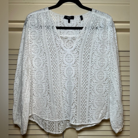 Theory Tops - Theory Silk Lace Embroidered Top Shirt Blouse, size small, BohoChic Feminine